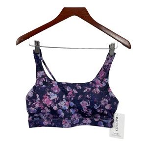 Athleta Exhale Bra Printed Floral Purple and Blue, Size  Small A - C Cup